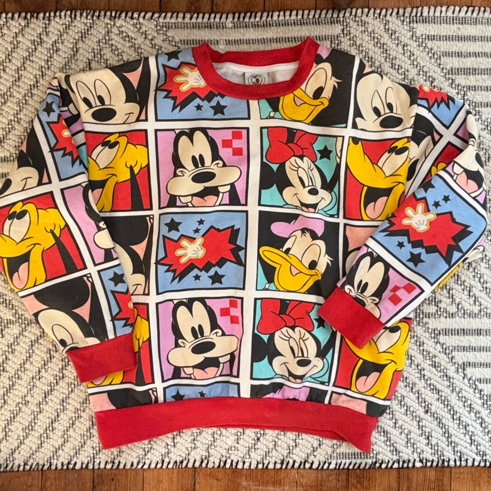Disney Mickey & Friends Sweatshirt | Comic Pop Art Print | Kids Size L